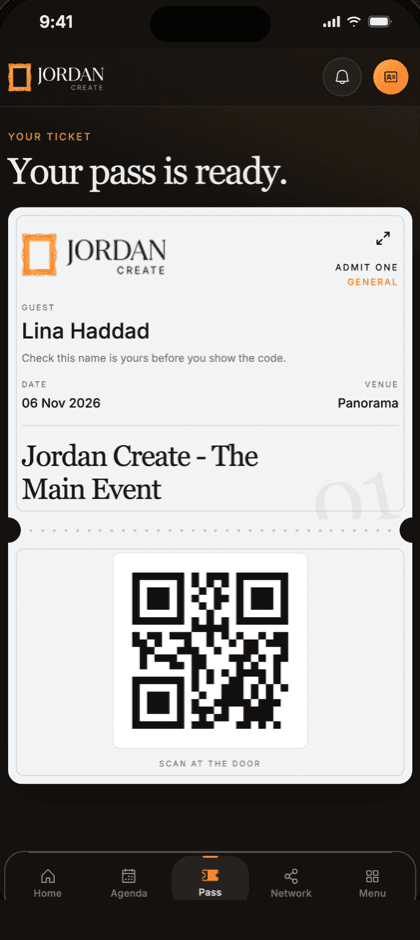 Pass: Your ticket, ready at the door.